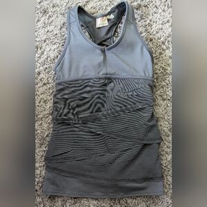 Athleta Gray Ruffle Racerback Athletic Workout Pullover Tank Top (XXS)